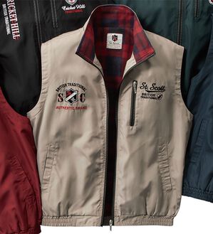 「ブランドデザイン裏フリースベスト（メンズベスト）」｜ベージュ