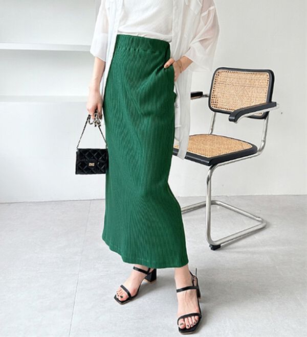 GeeRA（ジーラ）の「【着回し力◎】楽ちんすっきり見え！リブロングスカート（ロングスカート）」｜詳細画像