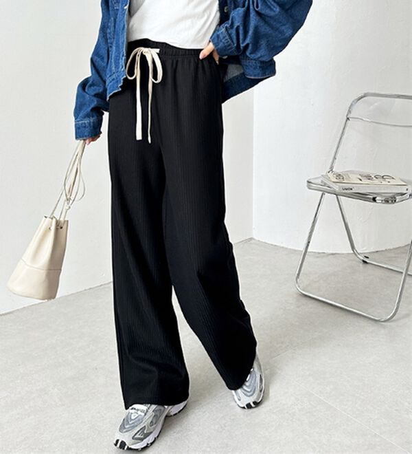 GeeRA（ジーラ）の「ふわふわあったか！裏起毛リブワイドパンツ（フルレングスパンツ）」｜詳細画像