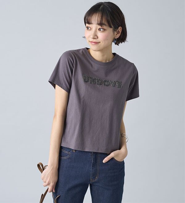 BELLUNA（ベルーナ）の「【UNDOVE】綿１００％ツイードロゴショート丈Ｔシャツ（Tシャツ）」｜詳細画像