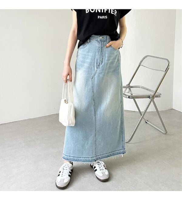 GeeRA（ジーラ）の「バックスリットデニムロングスカート（ロングスカート）」｜詳細画像