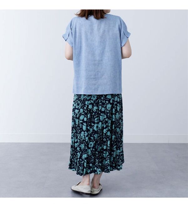 BELLUNA（ベルーナ）の「綿麻シャンブレー袖タックブラウス（ブラウス）」｜詳細画像