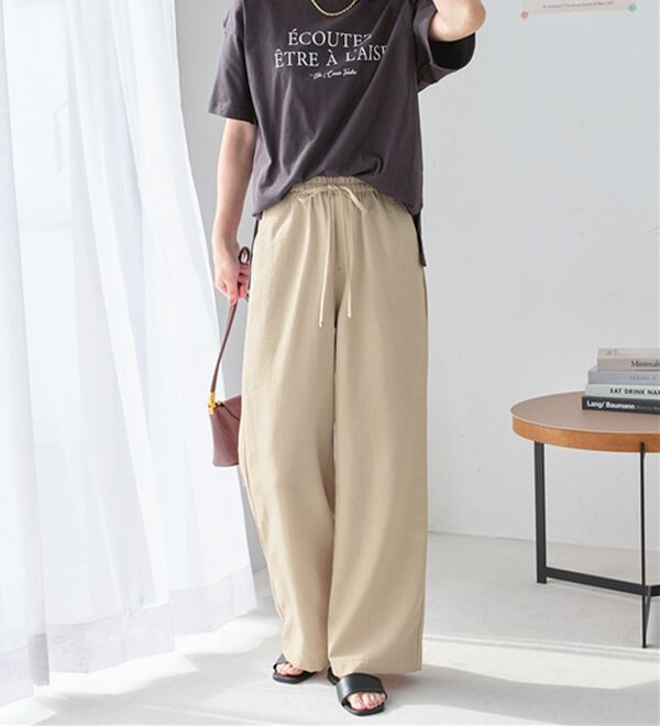 Viola e Viola（ヴィオラ エ ヴィオラ）の「麻調ゆるワイドパンツ（ワイドパンツ・ガウチョ）」｜詳細画像