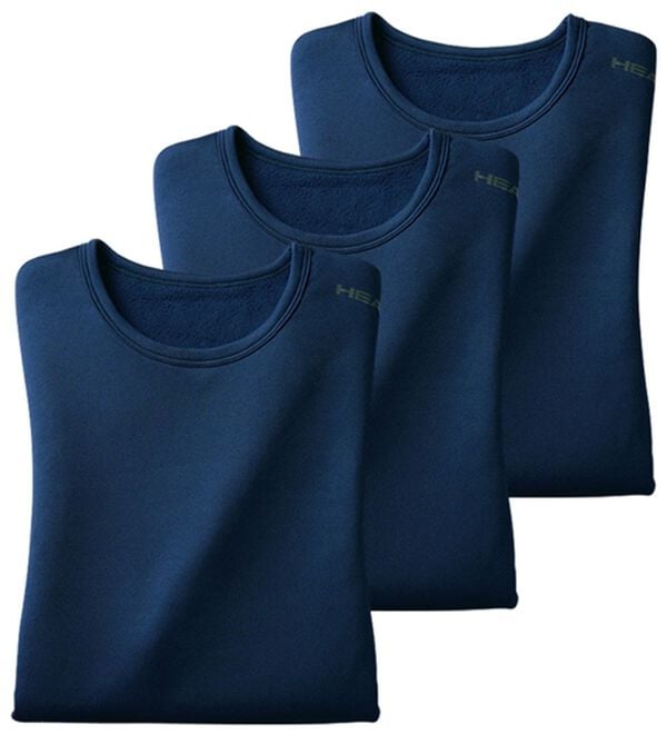 「【３枚組】＜ヘッド＞裏起毛ウォーム＆ストレッチインナー（メンズ肌着・インナーウェア）」｜ネイビー3枚組 長袖丸首