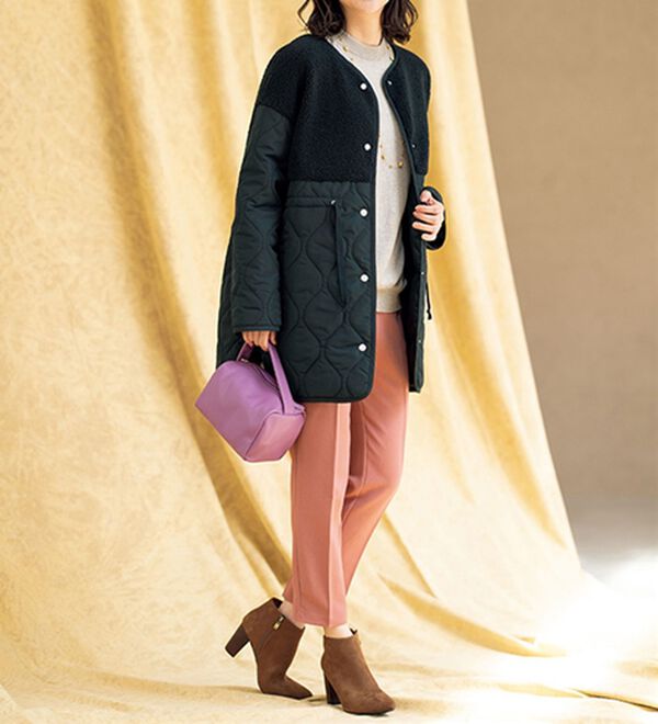 ルフラン（ルフラン）の「ボアキルト使い異素材コート（ロングコート）」｜詳細画像