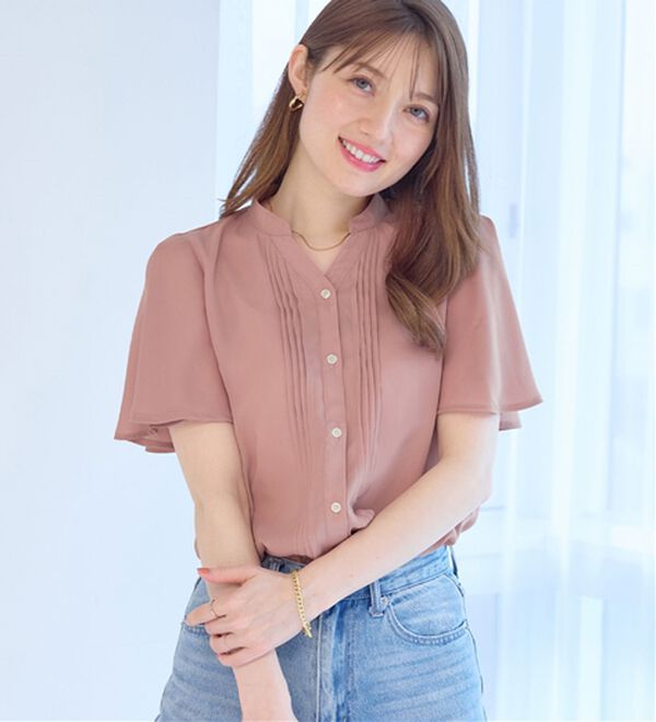 alotta（アロッタ）の「ピンタックブラウス（ブラウス）」｜スモーキーピンク