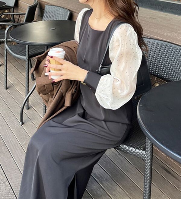 GeeRA（ジーラ）の「【オケージョン】バックリボンシアードット切替ワンピース（その他ワンピース）」｜詳細画像