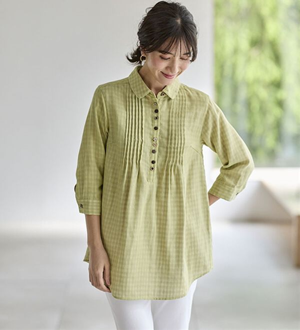 BELLUNA（ベルーナ）の「綿１００％ダブルガーゼブラウス（ブラウス）」｜詳細画像