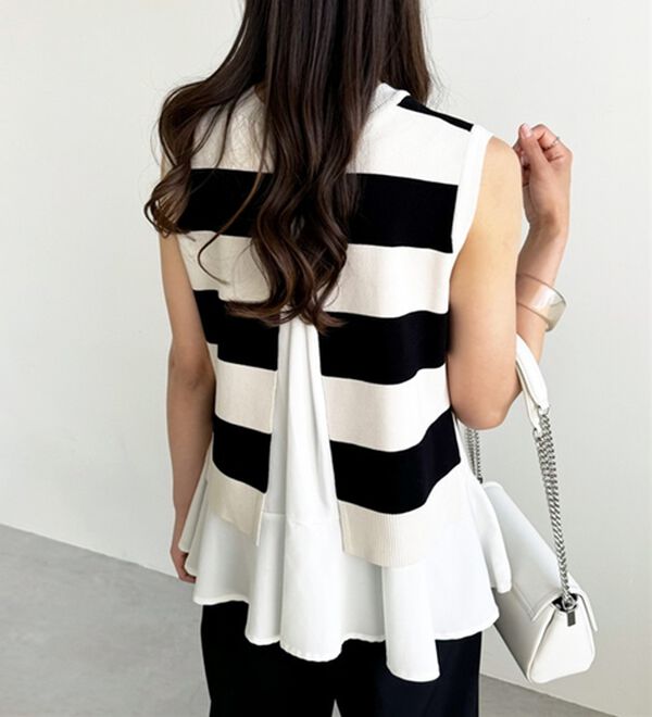 GeeRA（ジーラ）の「ペプラムタンク付ニットプルオーバー（アンサンブル）」｜詳細画像