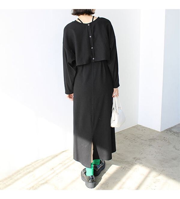 GeeRA（ジーラ）の「ミックス見えリブ素材ワンピ＆カーディガン（アンサンブル）」｜詳細画像