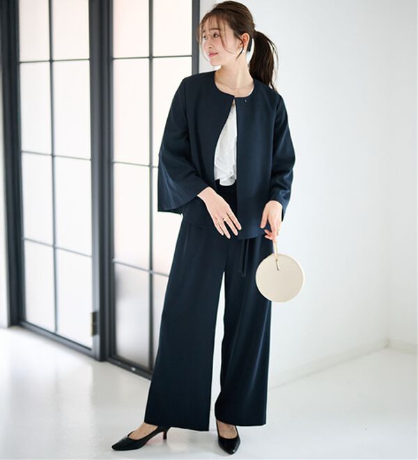 RANAN（ラナン）の「【２点セット】防しわ！洗える！ケープライクジャケットセットアップ（パンツスーツ）」｜詳細画像