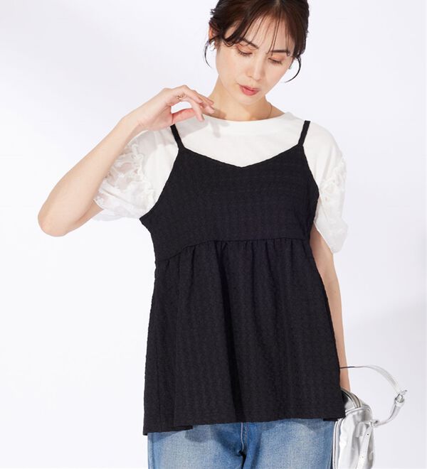 BELLUNA（ベルーナ）の「ジャカード素材バックリボンビスチェ（タンクトップ・キャミソール）」｜詳細画像