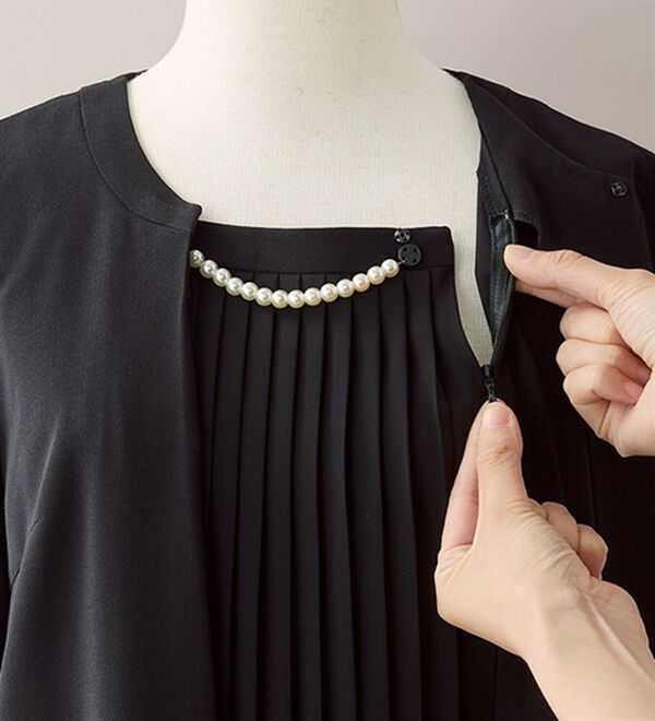 BELLUNA（ベルーナ）の「【３点セット】洗えるストレッチ素材！ワイドパンツ３点セット（ブラックフォーマル（喪服・礼服））」｜詳細画像