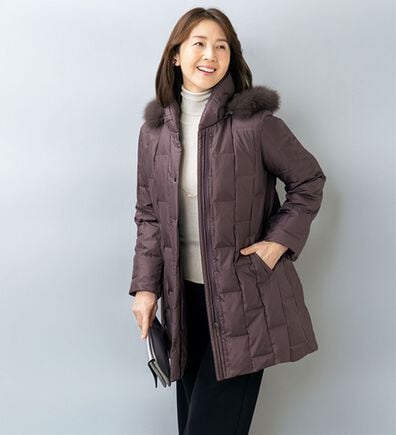 ルフラン（ルフラン）の「ランダムキルトデザインシルク１００％ダウン（ハーフコート）」