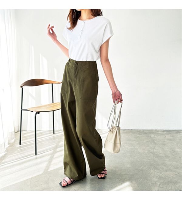 GeeRA（ジーラ）の「コットンワイドベイカーパンツ（フルレングスパンツ）」｜詳細画像