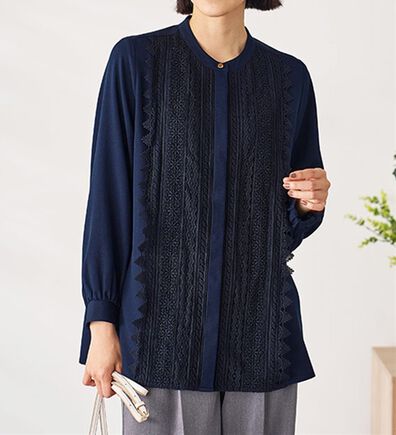 BELLUNA（ベルーナ）の「ケミカルレース上品シャツチュニック（チュニック）」