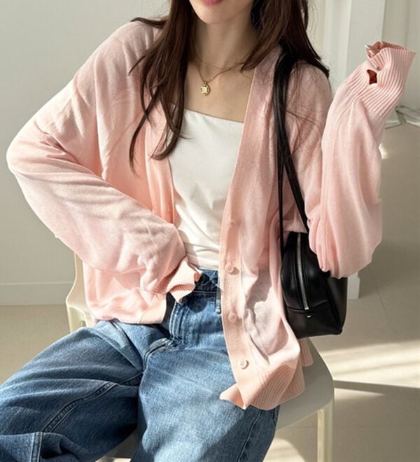 GeeRA（ジーラ）の「接触冷感！Ｖネックカーディガン（ニットカーディガン）」｜詳細画像