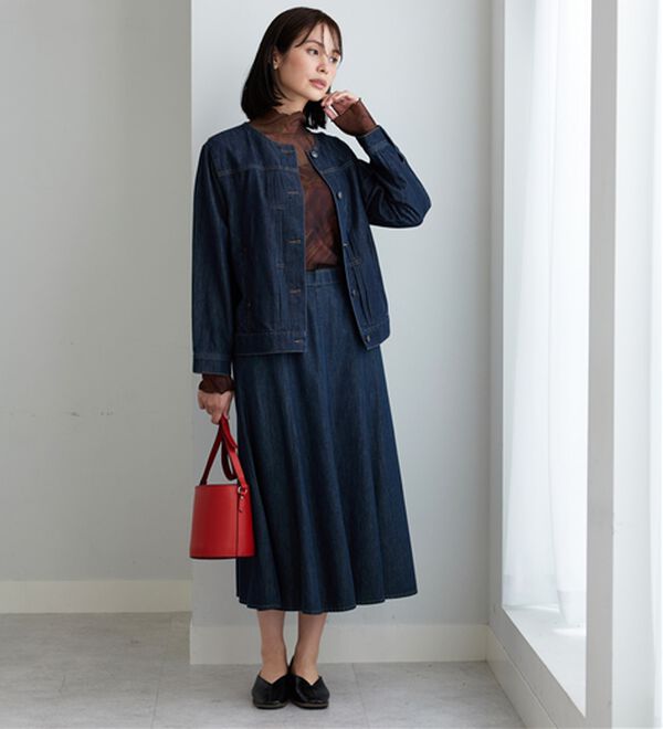 BELLUNA（ベルーナ）の「やわらかデニム素材フレアースカート（ロングスカート）」｜詳細画像