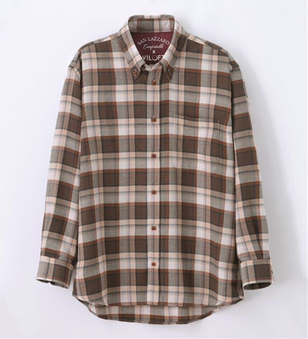 「＜バイロフト（Ｒ）＞カシミヤタッチネルシャツ（メンズシャツ）」｜詳細画像