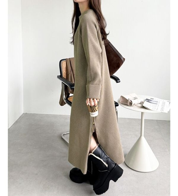 GeeRA（ジーラ）の「裾ファスナースリットニットワンピース（ニットワンピース）」｜詳細画像