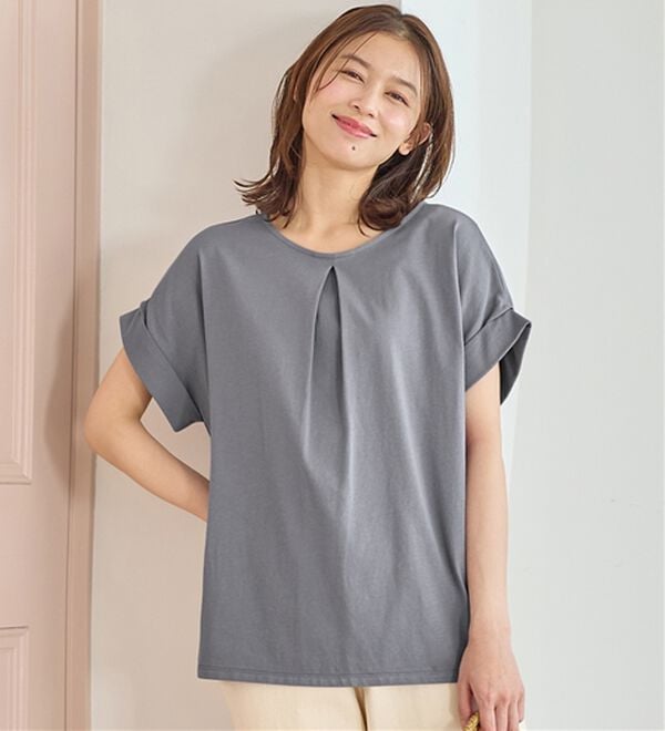 Viola e Viola（ヴィオラ エ ヴィオラ）の「【接触冷感】綿１００％前後２ＷＡＹタックトップス　さらひやりコットン（カットソー）」｜詳細画像