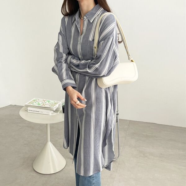 GeeRA（ジーラ）の「スリット入りロングシャツワンピース（シャツワンピース）」｜詳細画像