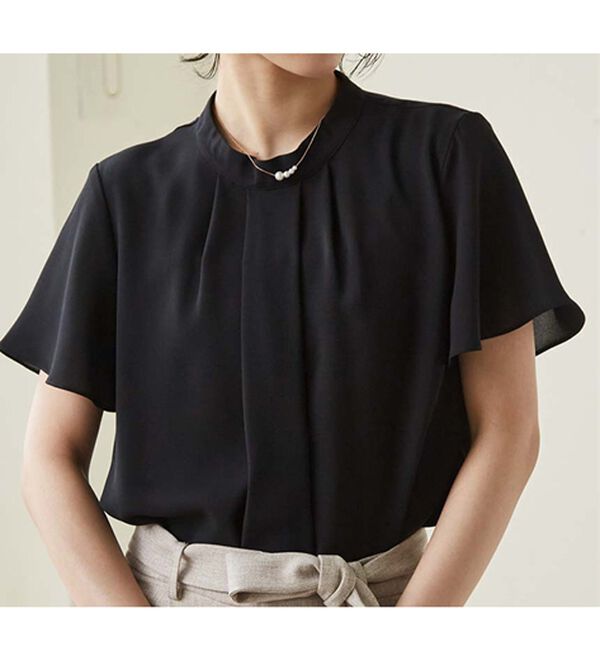 RANAN（ラナン）の「【新色追加】機能付タックデザインブラウス（ブラウス）」｜ブラック