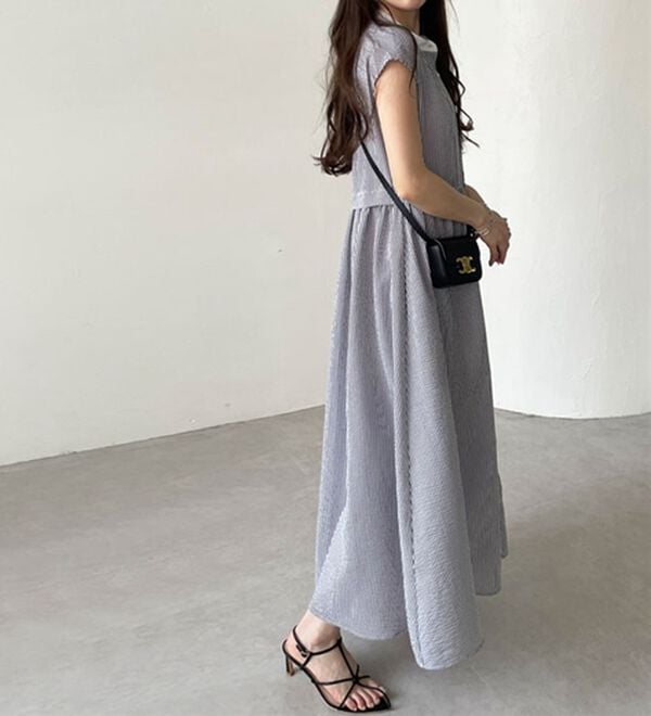 GeeRA（ジーラ）の「クレリック配色ウエストギャザーシャツワンピ―ス（シャツワンピース）」｜詳細画像