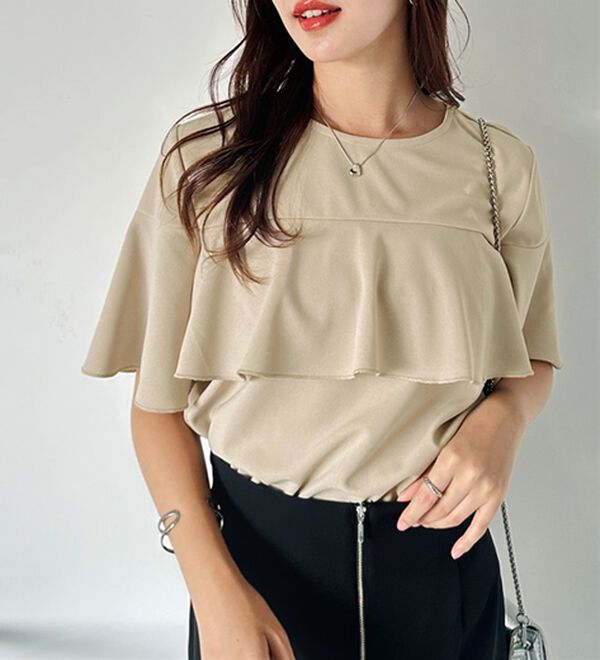 GeeRA（ジーラ）の「ラッフルフリルフレアースリーブＴブラウス（ブラウス）」｜詳細画像