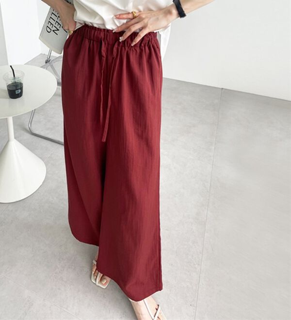 GeeRA（ジーラ）の「冷感リネン風イージーワイドパンツ（ワイドパンツ・ガウチョ）」｜詳細画像