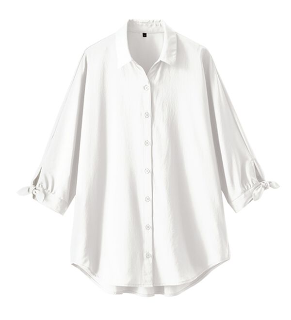 BELLUNA（ベルーナ）の「【吸水速乾】イージーケア！袖リボンシャツチュニック（チュニック）」｜詳細画像