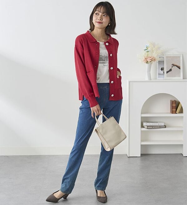 BELLUNA（ベルーナ）の「【裏起毛有無】ぐん伸びニットデニムパンツ（フルレングスパンツ）」｜詳細画像