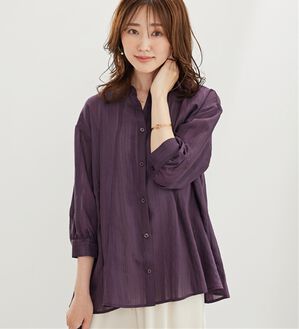 BELLUNA（ベルーナ）の「ドビー素材タック入りシャツチュニック（チュニック）」｜ワイン