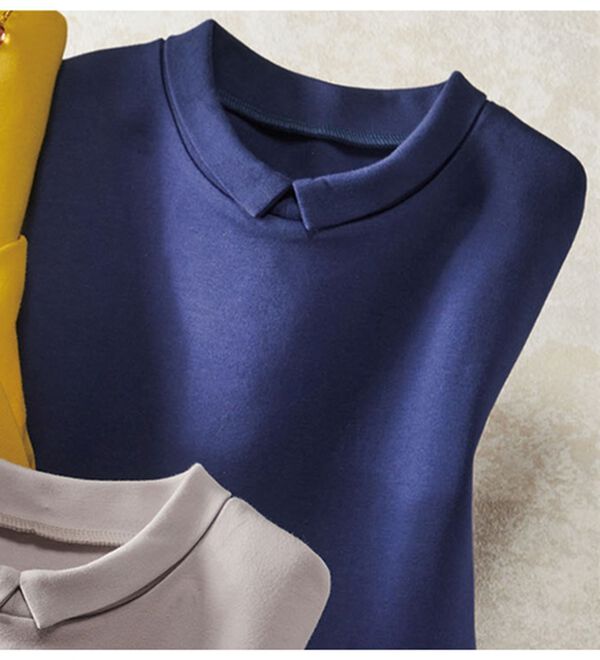 ルフラン（ルフラン）の「抗菌防臭衿つきコットン１００％プルオーバー（カットソー）」｜ネイビー