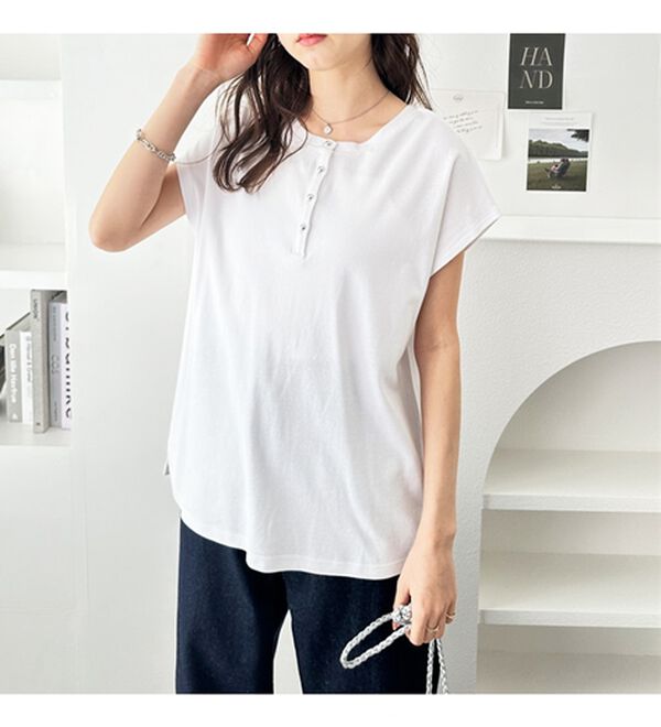 GeeRA（ジーラ）の「綿１００％前後２ＷＡＹシルケットフレンチスリーブカットソー（Tシャツ）」｜詳細画像