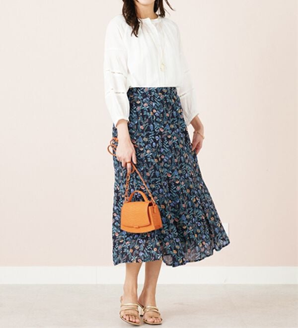 BELLUNA（ベルーナ）の「シフォン素材プリント使いスカート（ロングスカート）」｜詳細画像