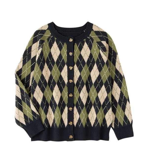 Viola e Viola（ヴィオラ エ ヴィオラ）の「大人っぽく着映えるアーガイル柄ニットカーディガン（ニットカーディガン）」｜詳細画像