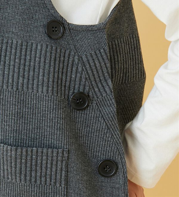 BELLUNA（ベルーナ）の「ボーダージャカード素材釦使いジャンパードレス（ジャンパースカート）」｜詳細画像