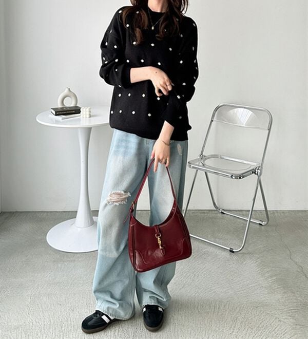 GeeRA（ジーラ）の「ドット柄ニットプルオーバー（ニット・セーター）」｜詳細画像