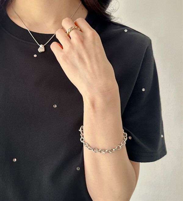 GeeRA（ジーラ）の「綿１００％ラインストーンドットＴシャツ（カットソー）」｜詳細画像