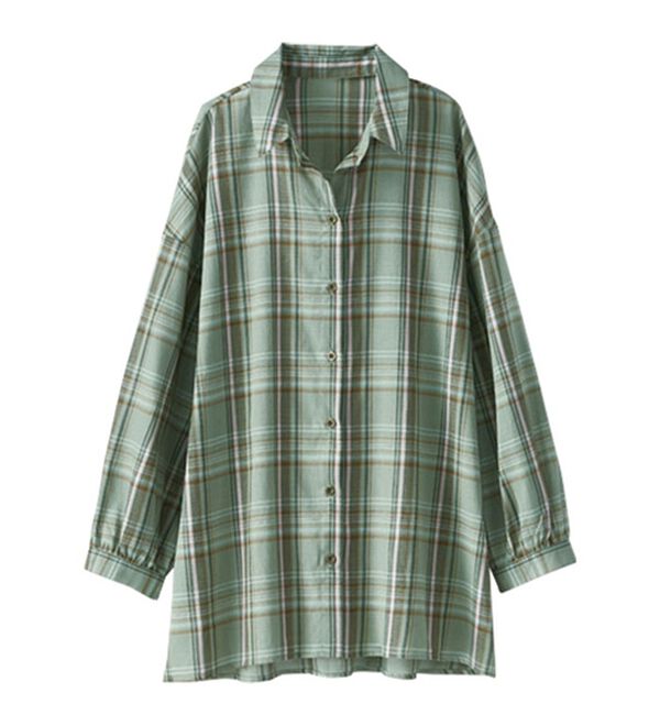 BELLUNA（ベルーナ）の「着るＵＶ対策！綿１００％デザインチェックシャツ（シャツ）」｜詳細画像