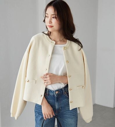 RANAN（ラナン）の「【4つの機能付き】洗える！ゴールド調ボタンニットカーディガン（ニットカーディガン）」