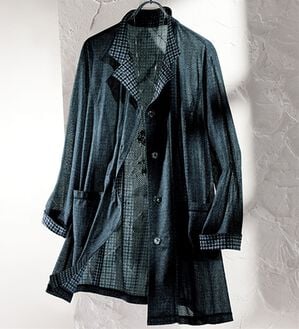 ルフラン（ルフラン）の「裏千鳥ロングジャケット（その他ジャケット）」｜ブルー