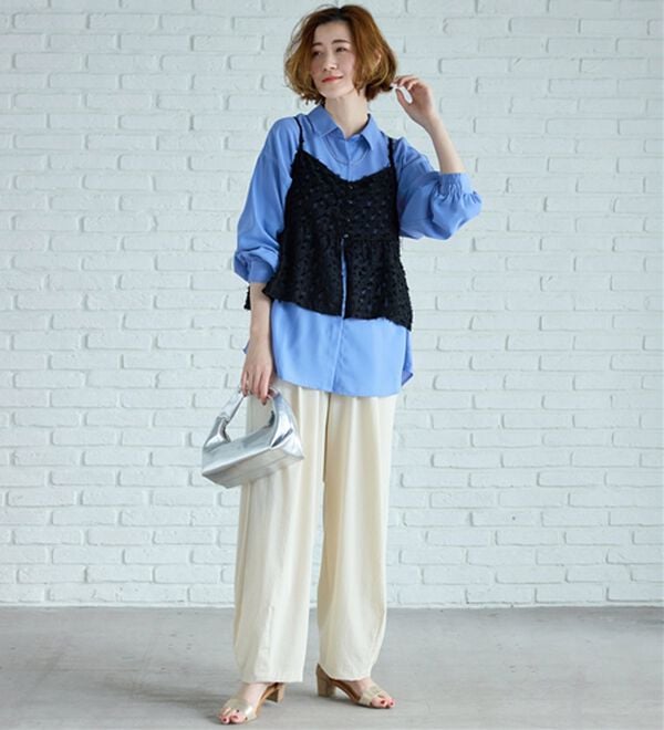 BELLUNA（ベルーナ）の「イージーケア！とろみ素材ビッグシャツ（シャツ）」｜詳細画像