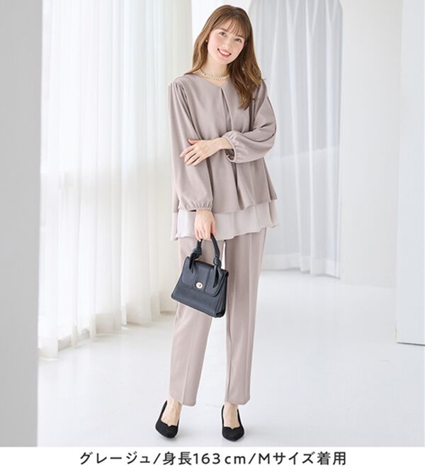 alotta（アロッタ）の「【２点セット】洗えるシフォンレイヤードセットアップ（ワンピースセットスーツ）」｜詳細画像