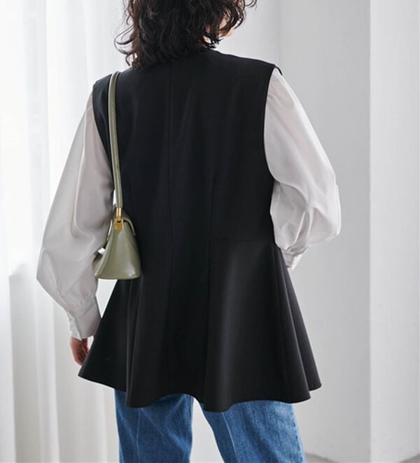 RANAN（ラナン）の「機能付！麻調素材ペプラムジレベスト（ジレ）」｜詳細画像