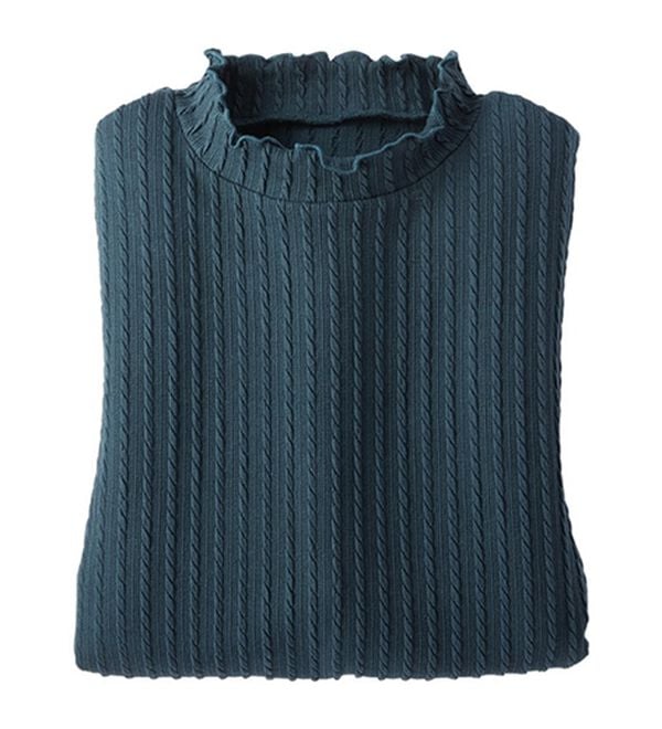 BELLUNA（ベルーナ）の「フリル衿ジャカードプルオーバー（カットソー）」｜グリーン