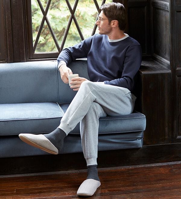 「＜シンプル＆プラス＞裏起毛スウェット上下セット（メンズルームウェア）」｜詳細画像