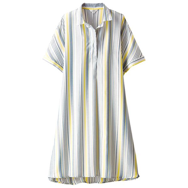 BELLUNA（ベルーナ）の「ストライプスキッパーシャツワンピース（シャツワンピース）」｜ランダムストライプ