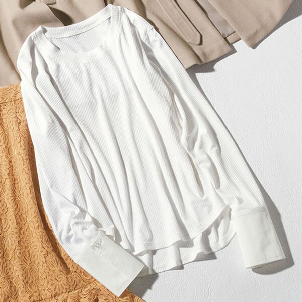 異素材使いカットソー - ベルーナ【公式】